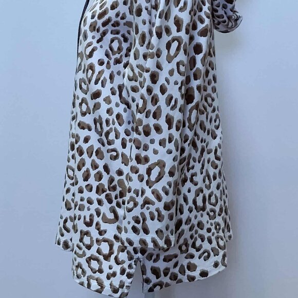 SUSAN GRAVER  Hoodie Leopard print 1/2 Zip Pullover Size Med - Picture 3 of 12
